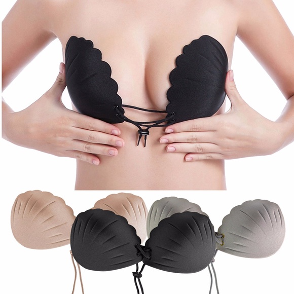 2Pairs Women Invisible Bra Strapless Push Up Bra - Picture 1 of 7